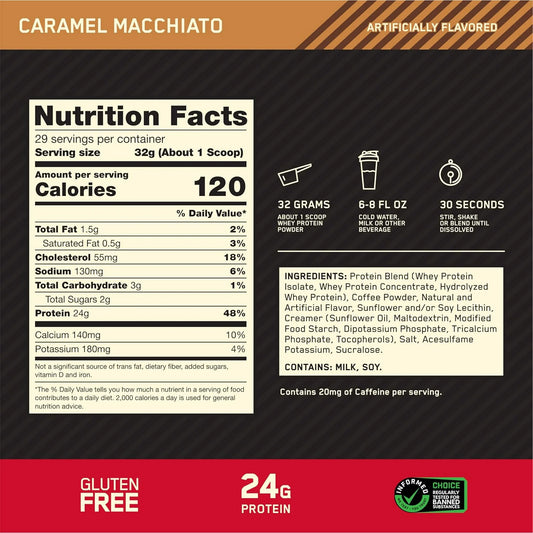 Optimum Nutrition Gold Standard Caramel Macchiato protein powder, 2 LB