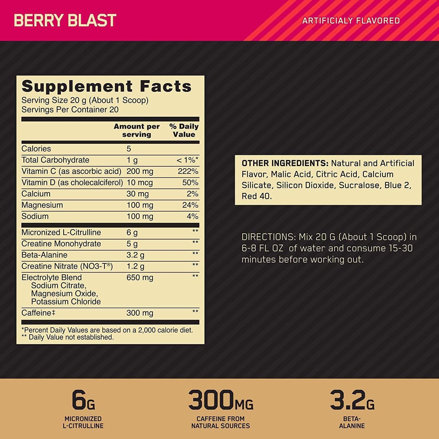 Optimum Nutrition Gold Standard Pre-Workout ADVANCED Berry Blast, 20 servings