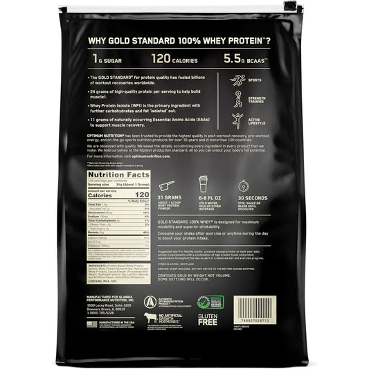 Optimum Nutrition Gold Standard double rich chocolate protein powder, 10 lb