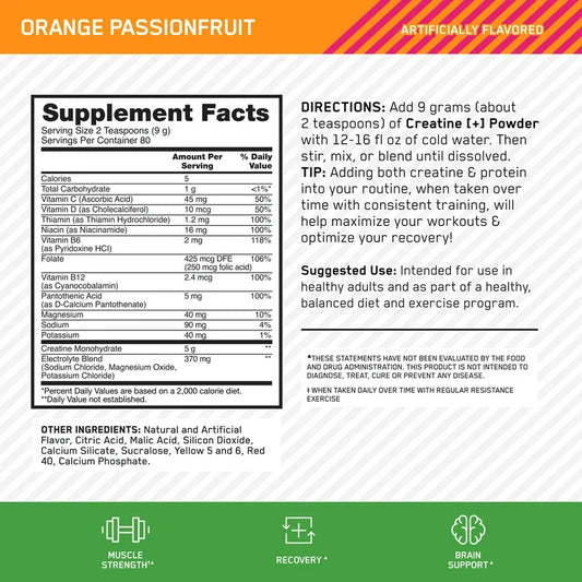 Optimum Nutrition orange passionfruit creatine+ Orange 360g