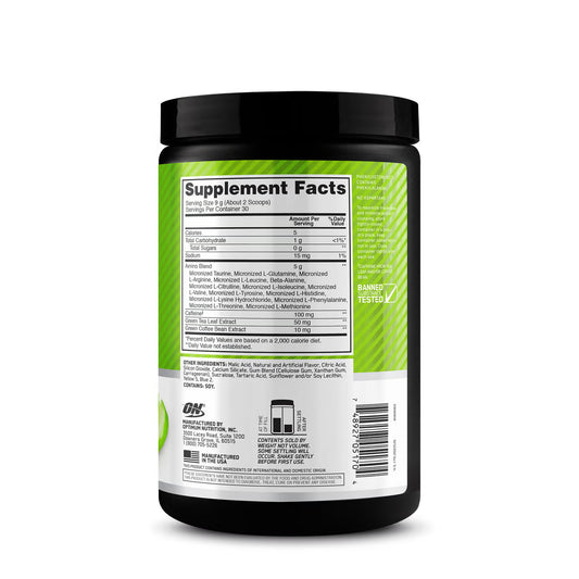 Optimum Nutrition essential amino energy green apple, 30 serv 270g
