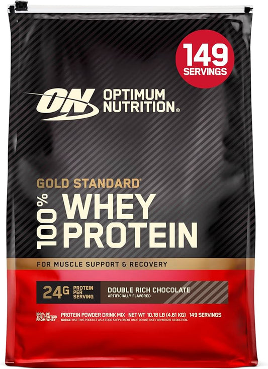 Optimum Nutrition Gold Standard double rich chocolate protein powder, 10 lb