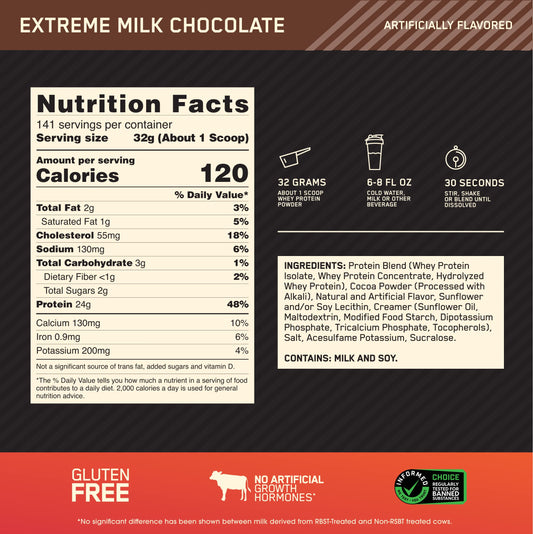 Optimum Nutrition Gold Standard extreme milk chocolate protein powder 10lb